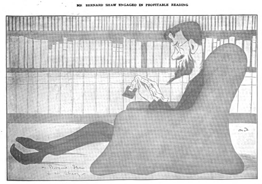 Mr. Bernard Shaw engaged in profitable reading