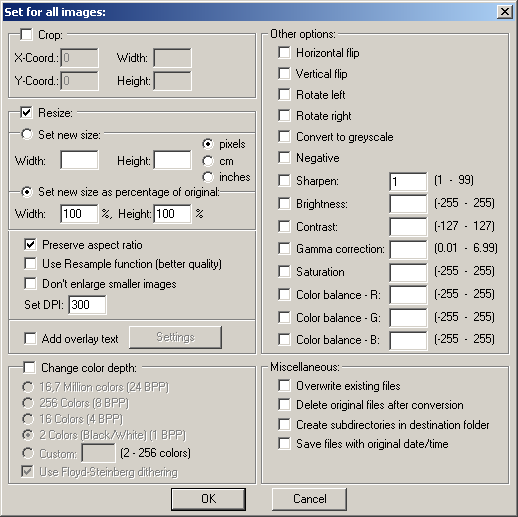Set advanced options